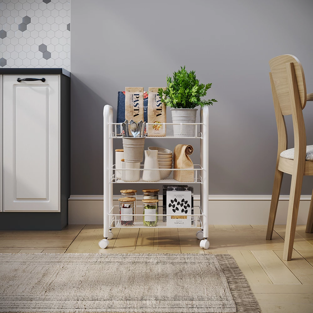 Rollcontainer in Weiß auf weißem Hintergrund