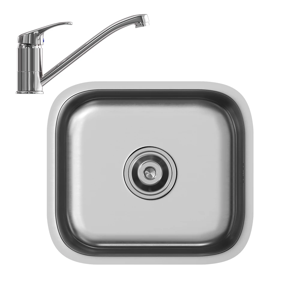 Fregadero en Acero sobre fondo blanco