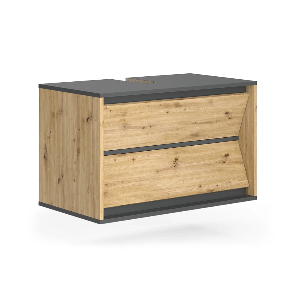 Mobile sottolavabo per bagno in Antracite/Artisan su sfondo bianco