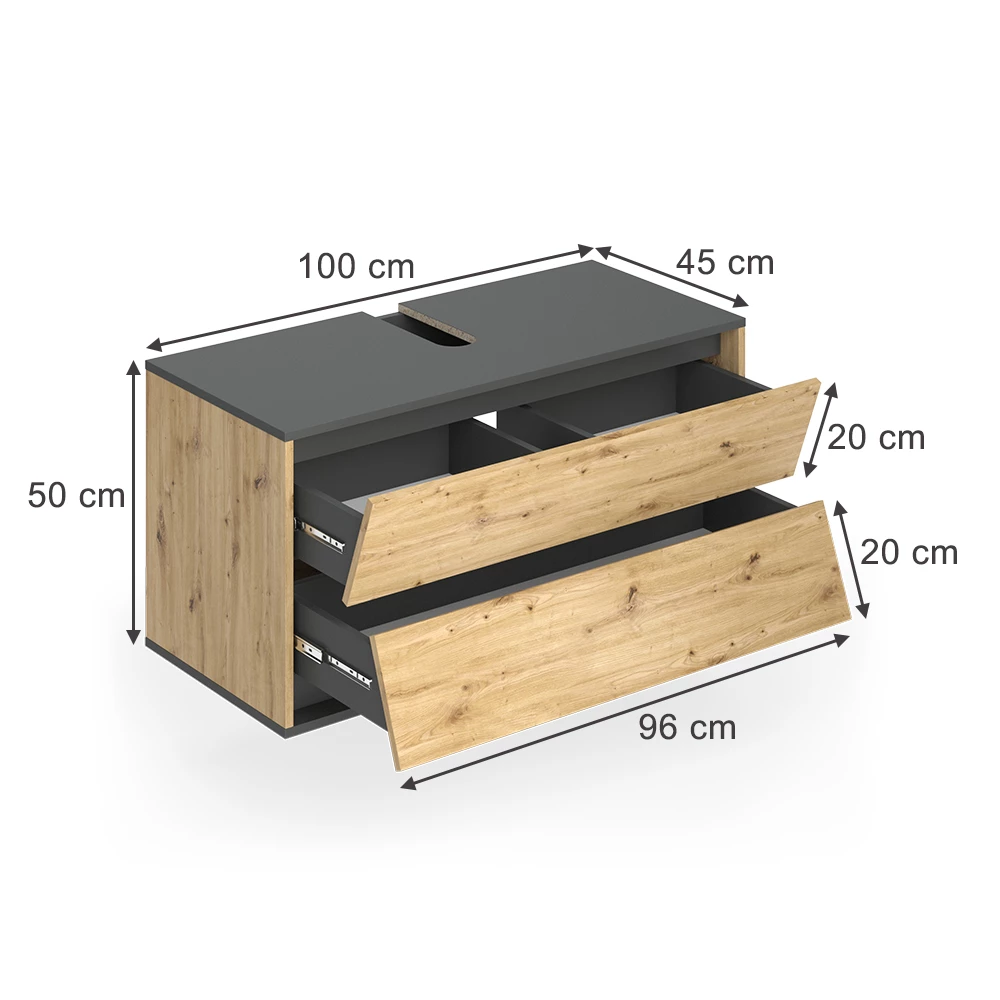 Dulap de bază pentru chiuvetă in Antracit/Artisan on white background