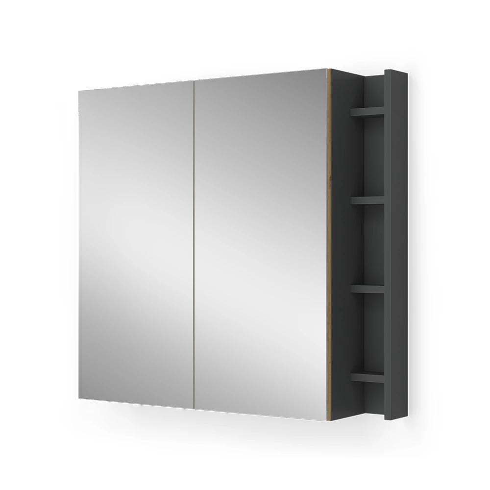 Badspiegelschrank in Anthrazit/Artisan auf weißem Hintergrund