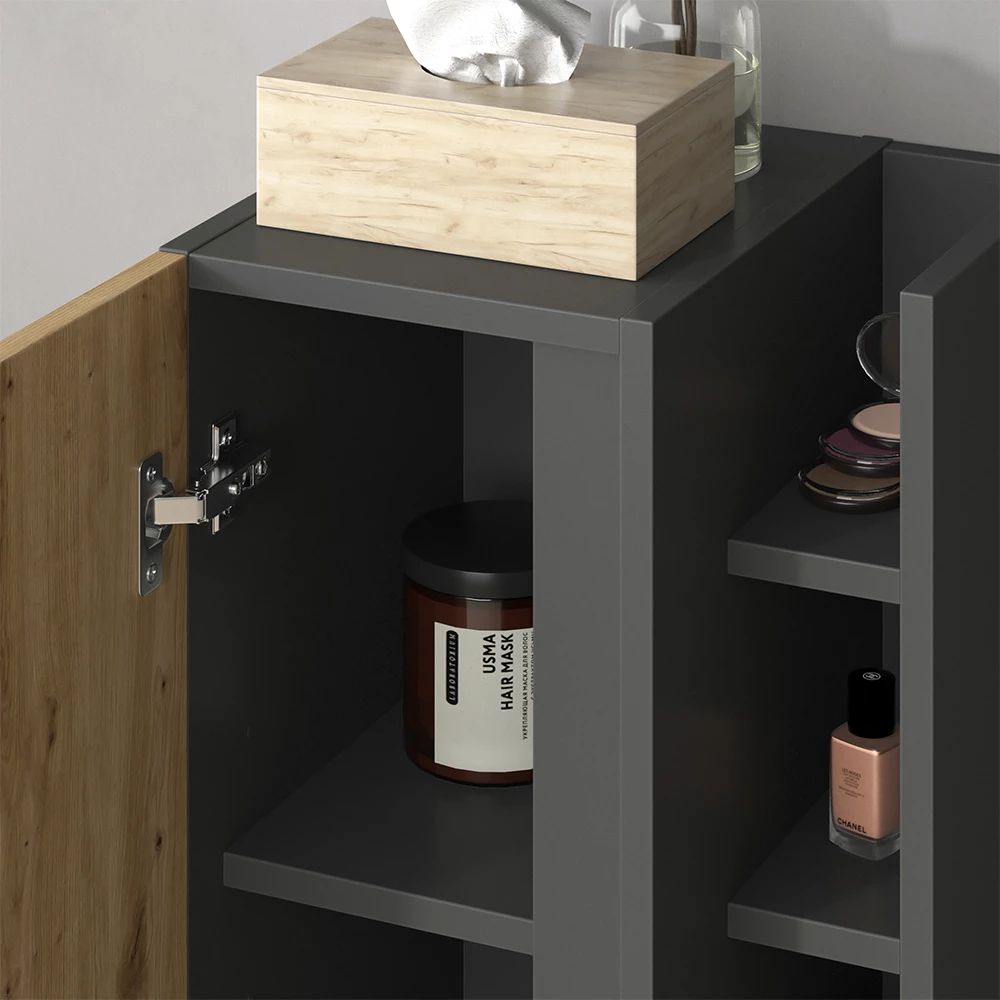 Nahaufnahme von Midischrank in Anthrazit/Artisan, zeigt Textur/Details