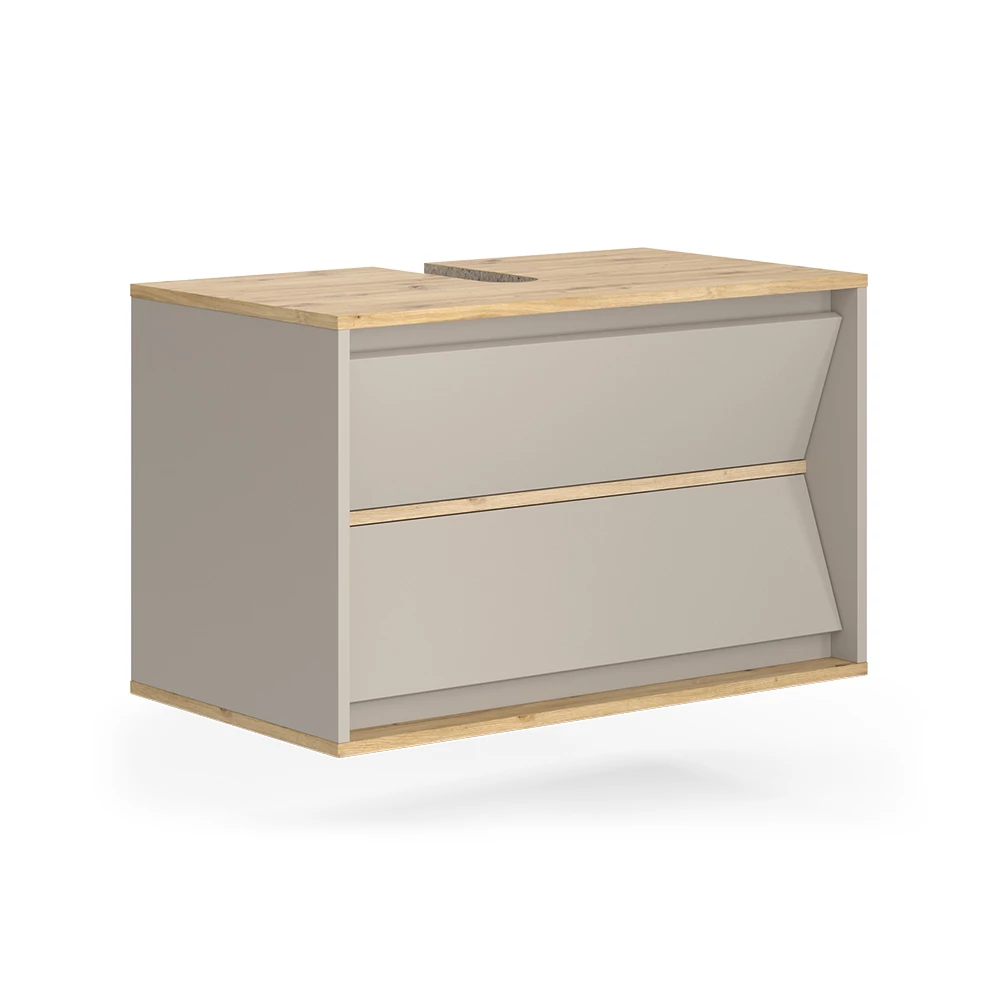 Wastafelonderkast in Kasjmier op een witte achtergrond