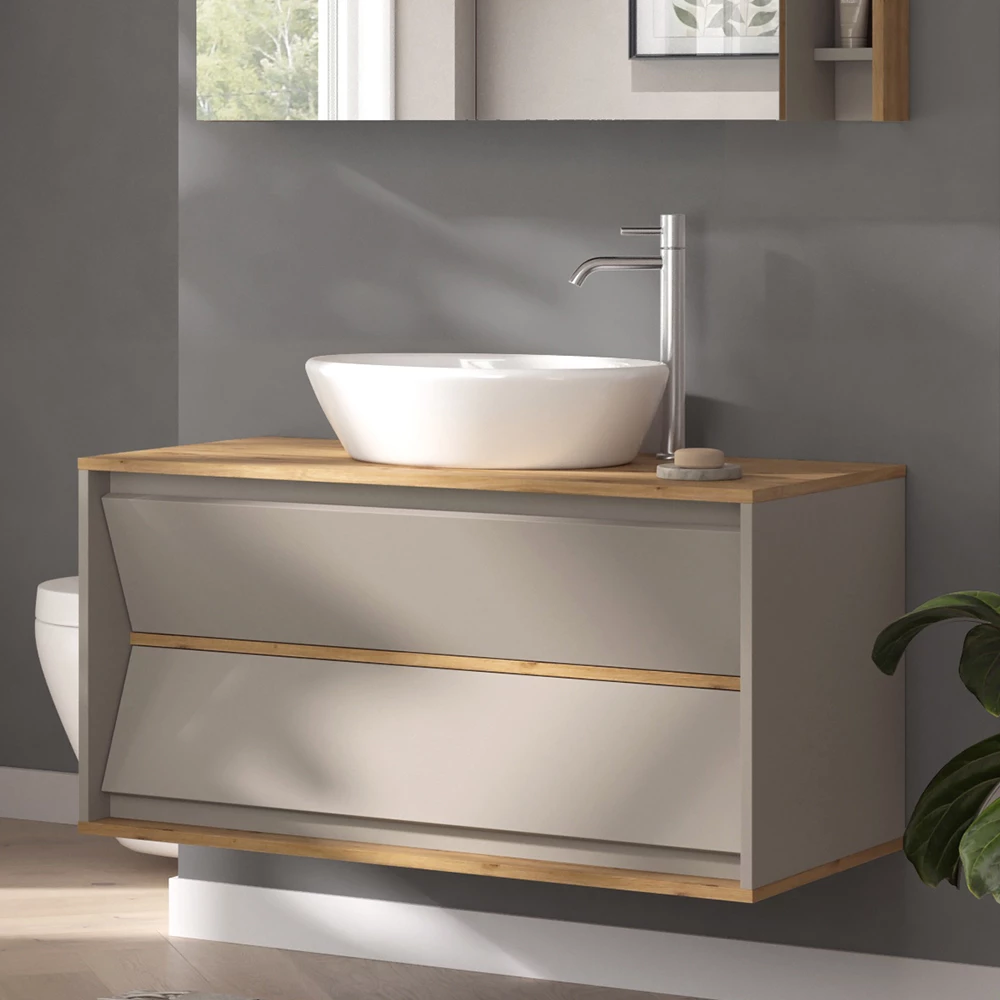 Primo piano di Mobile sottolavabo per bagno in Cachemire, mostrando design e dettagli della superficie