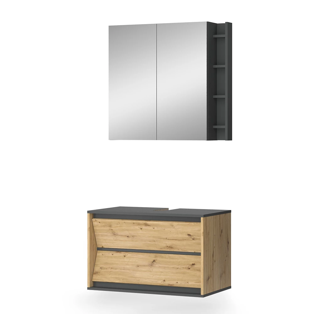 Badmöbel-Set in Anthrazit/Artisan auf weißem Hintergrund