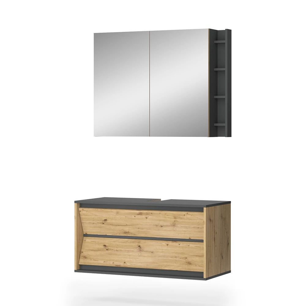 Badmöbel-Set in Anthrazit/Artisan auf weißem Hintergrund