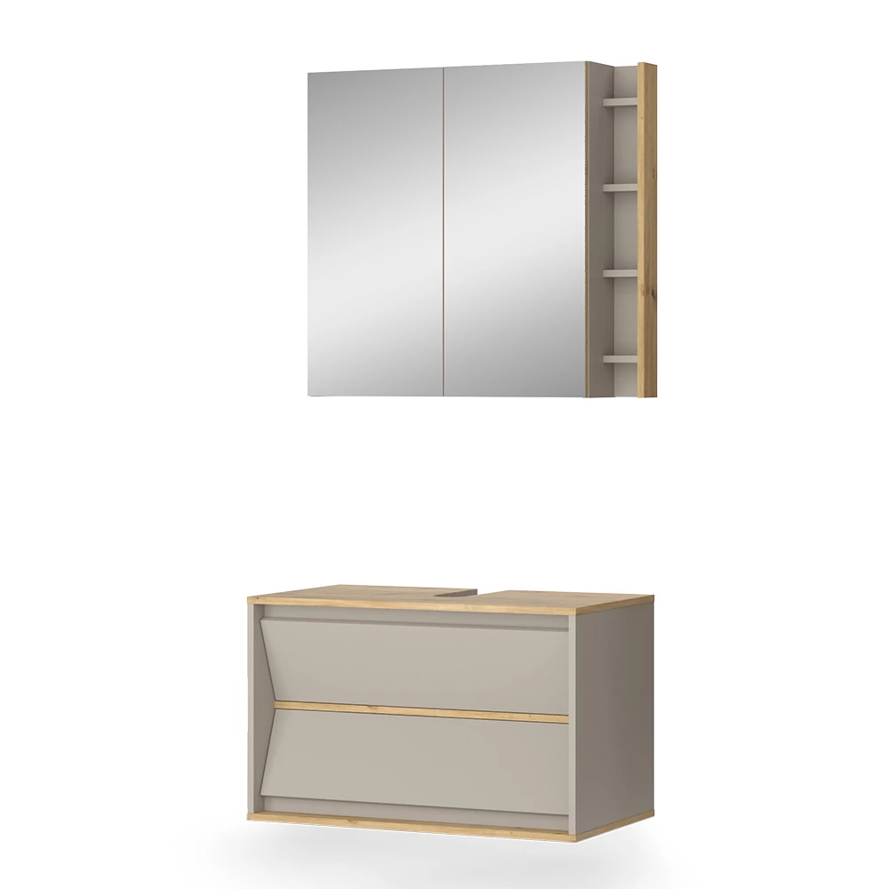 Badmöbel-Set in Cashmere auf weißem Hintergrund