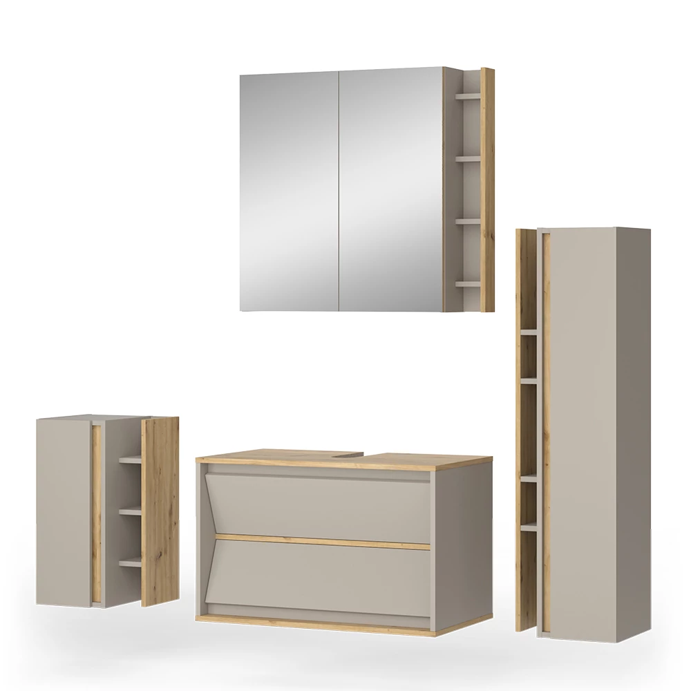 Badmöbel-Set in Cashmere auf weißem Hintergrund