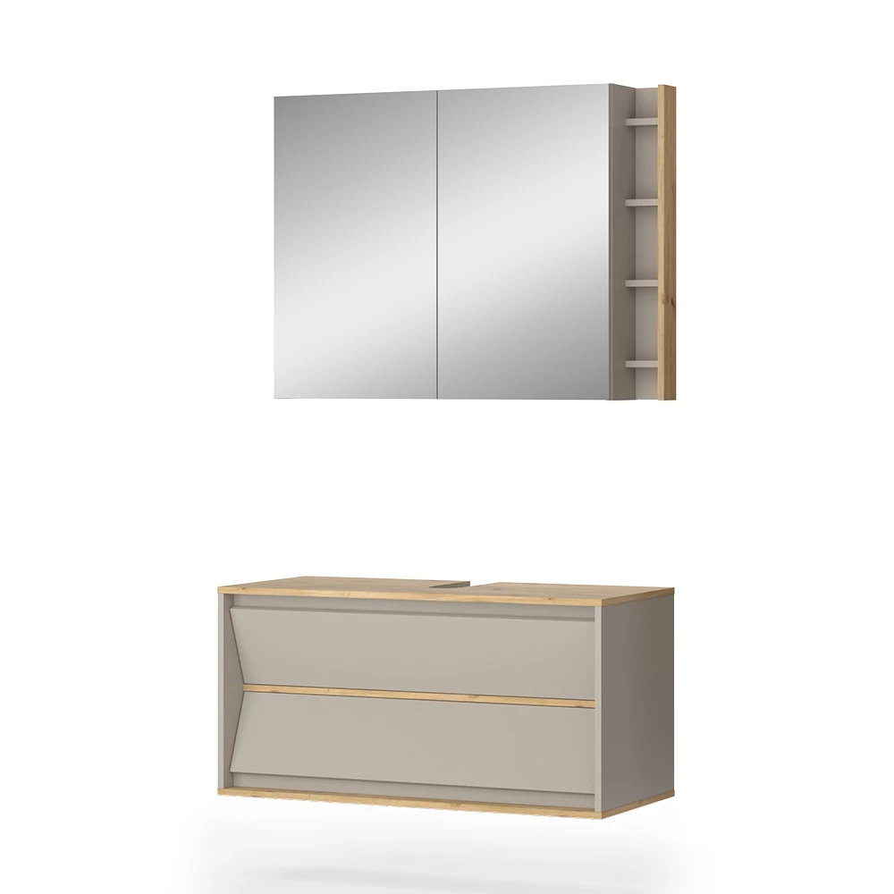 Badmöbel-Set in Cashmere auf weißem Hintergrund