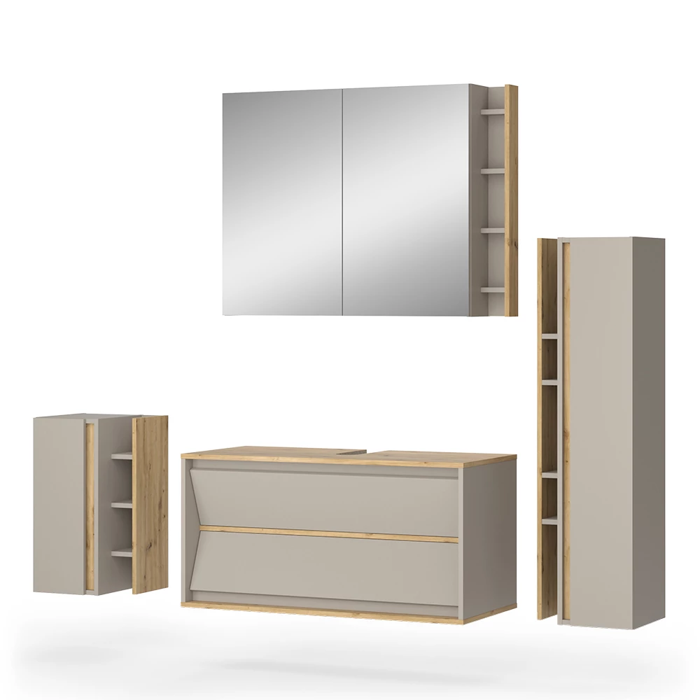 Badmöbel-Set in Cashmere auf weißem Hintergrund