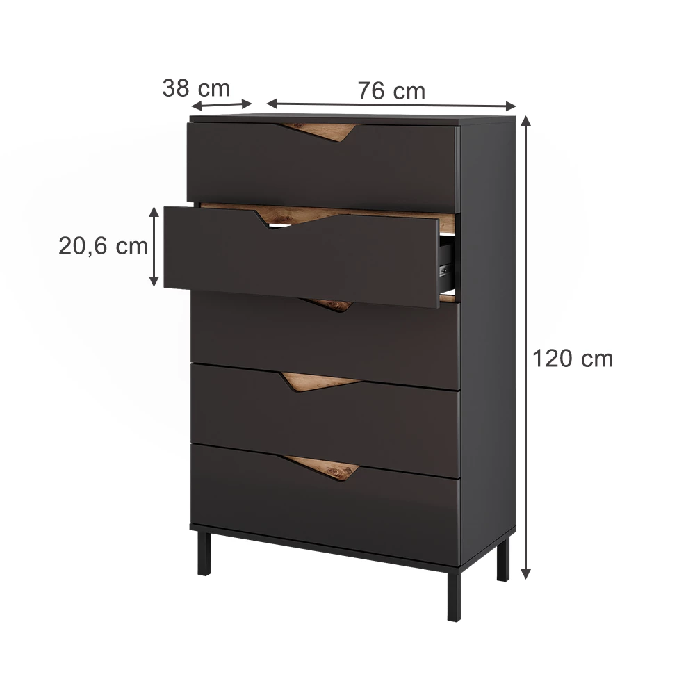 Kredens in Antracyt/Artisan on white background