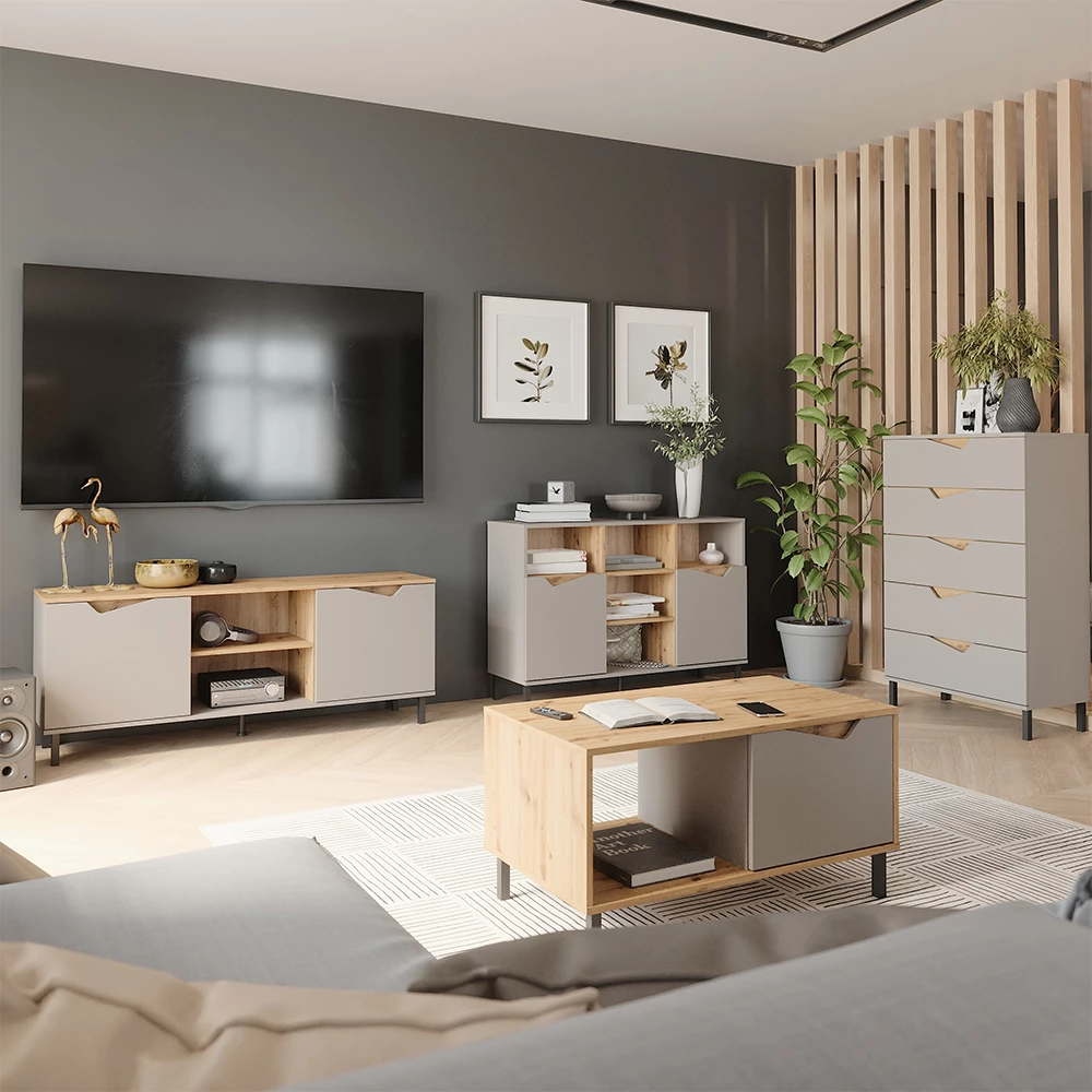 Kommode Marelle Greige/Artisan 120 x 81.3 cm mit 2 Türen Vicco