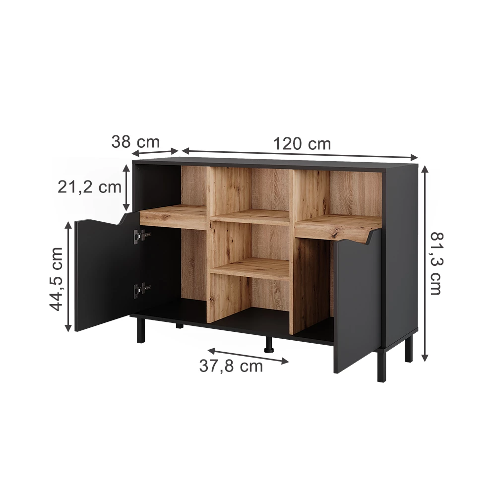 Kredens in Antracyt/Artisan on white background