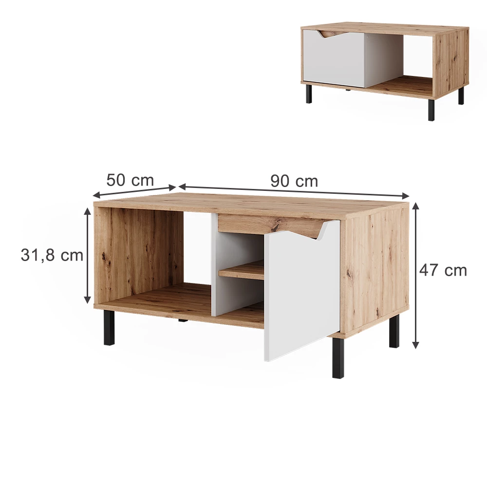 Salontafel in Wit/Kunstnijverheid on white background