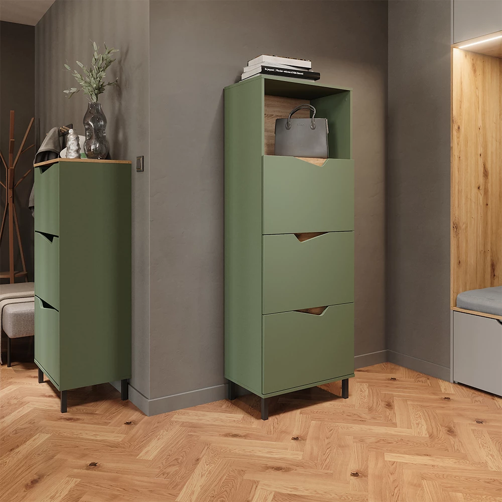 Skotipper Marelle Grøn/Artisan 60 x 129.5 cm med 3 rum Vicco