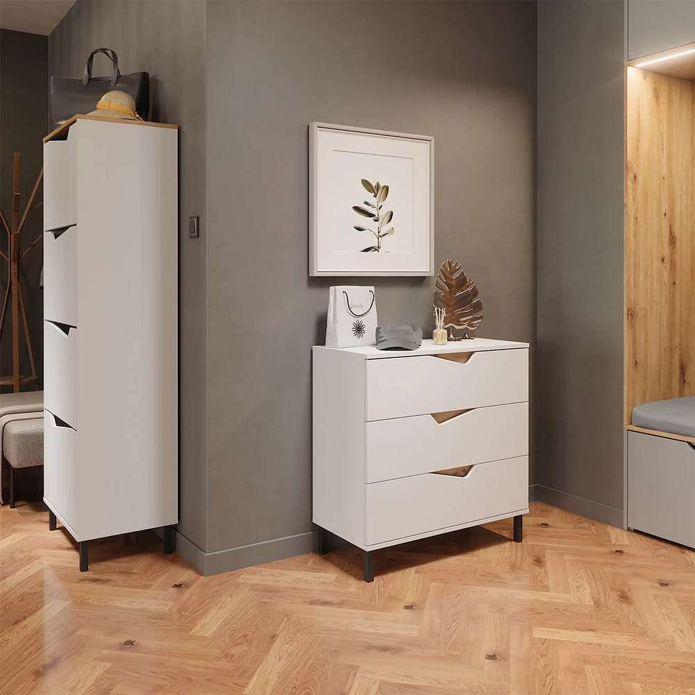 Skotipper Marelle Hvid/Artisan 60 x 167.4 cm med 4 rum Vicco