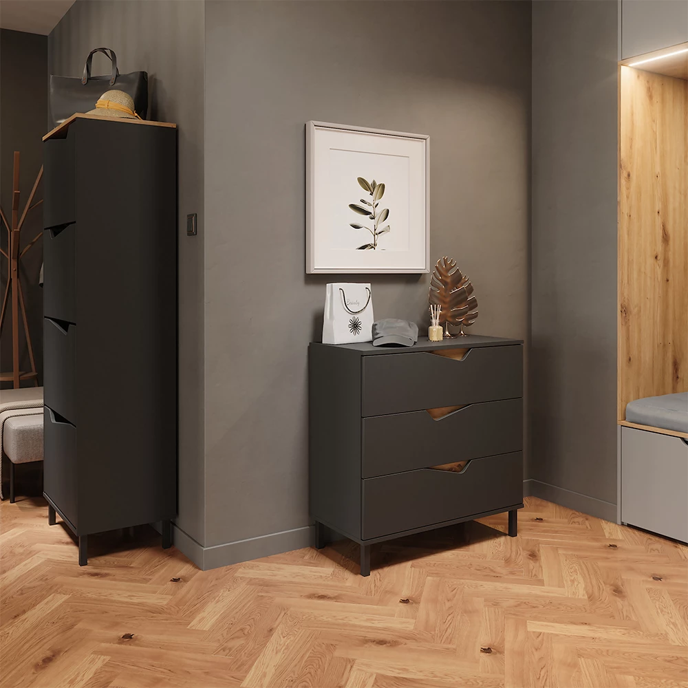 Schoenklaprek Marelle Antraciet/Artisan 60 x 167.4 cm met 4 compartimenten Vicco