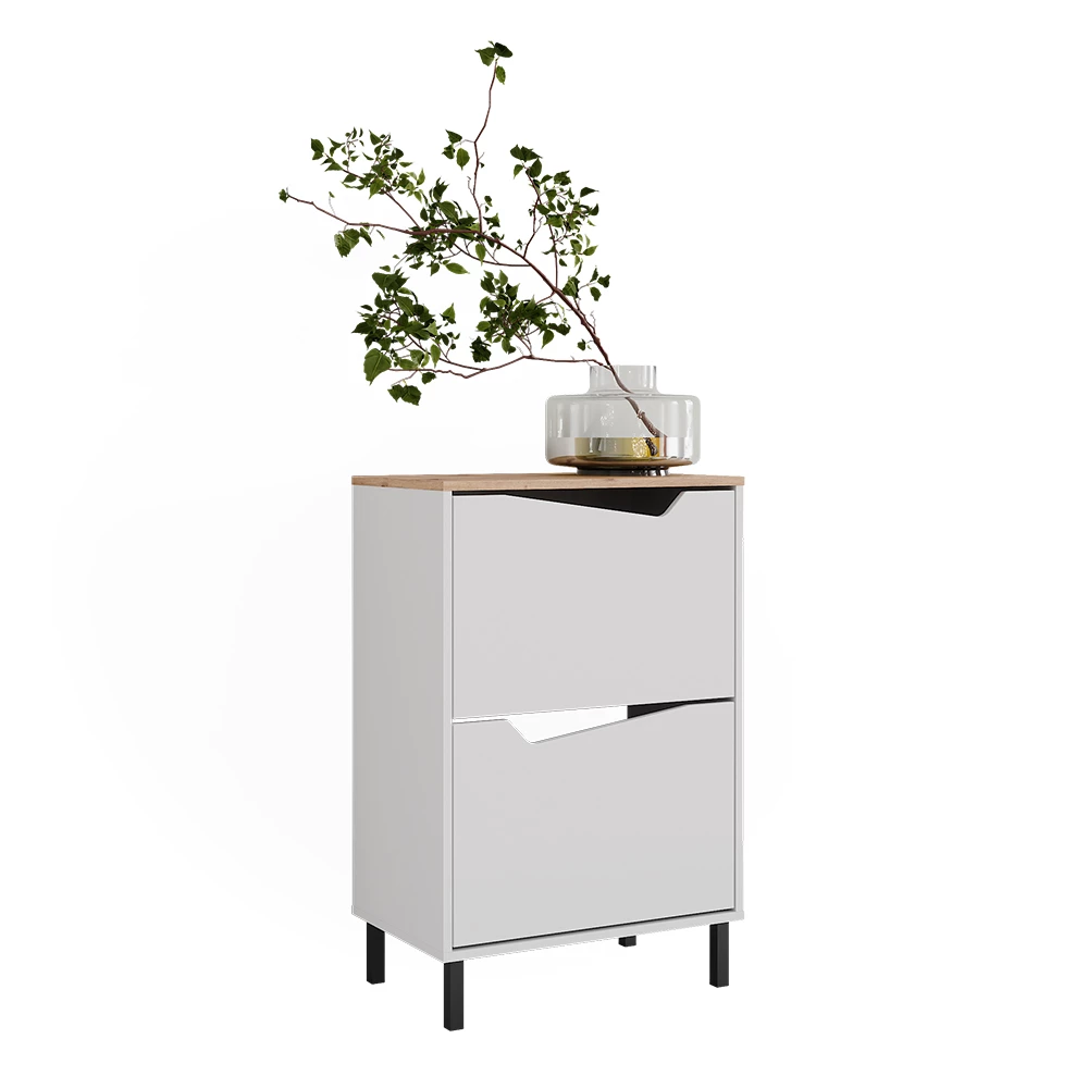 Skotipper i farven Hvid/Artisan på hvid baggrund med dekorative elementer