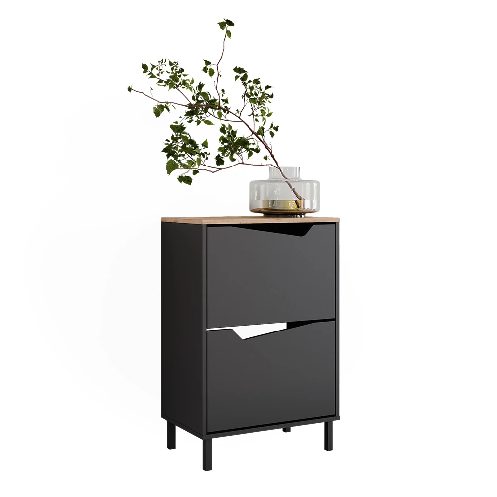 Skotipper i farven Antracit/Artisan på hvid baggrund med dekorative elementer