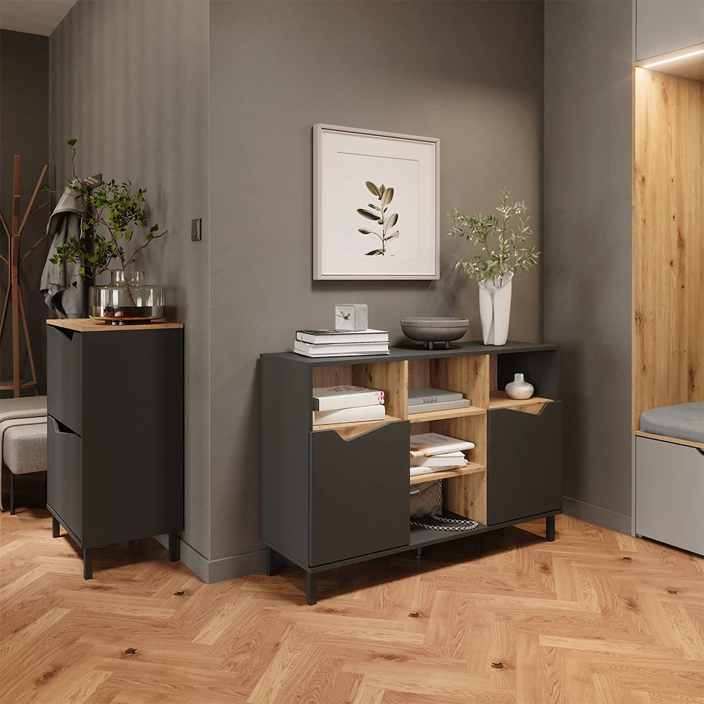 Skotipper Marelle Antracit/Artisan 60 x 91.6 cm med 2 rum Vicco