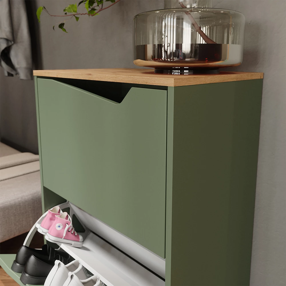 Nærbillede af Skotipper i farven Grøn/Artisan, der viser struktur/detaljer