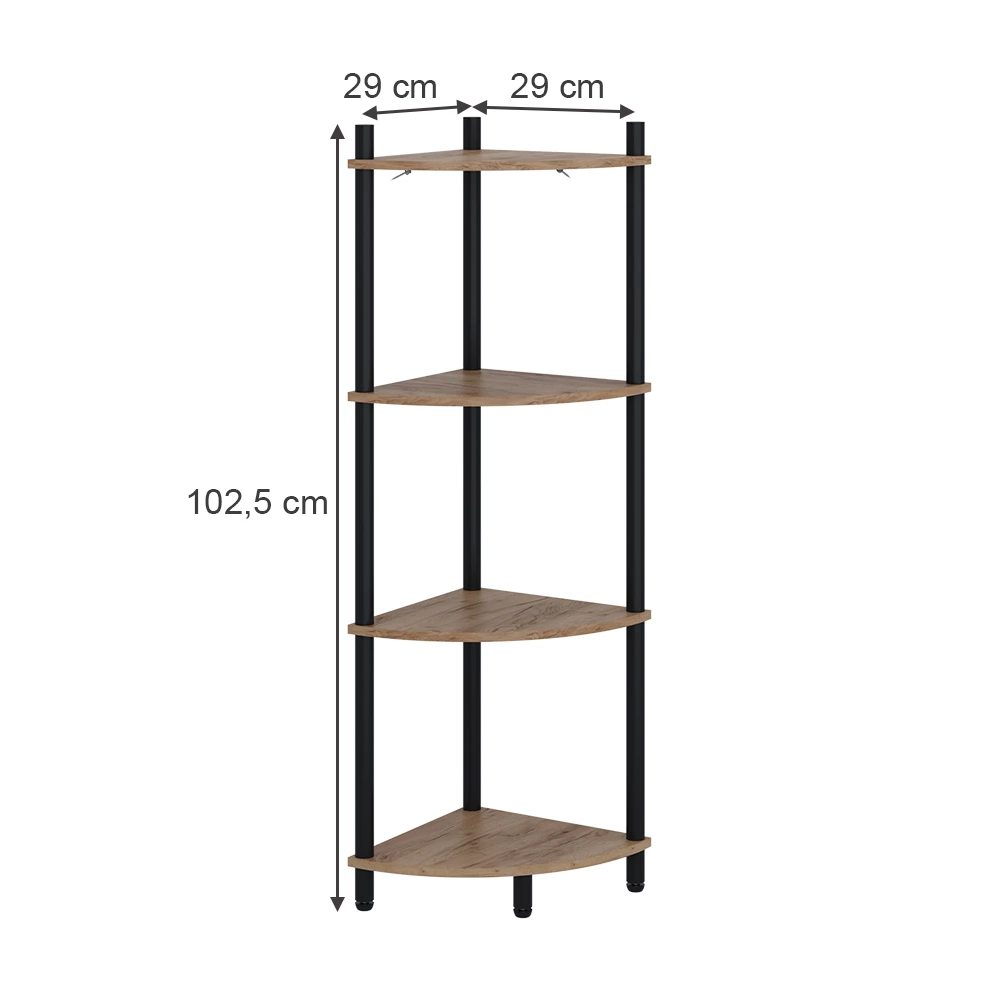 Eckregal in Goldkraft Eiche/Anthrazit auf weißem Hintergrund