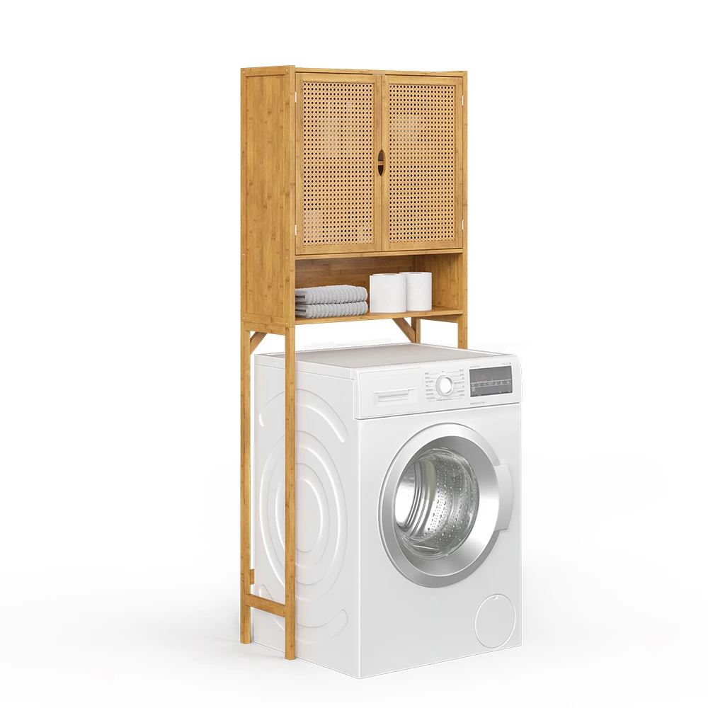 Wasmachinekast in Bamboe on white background with decorative elements