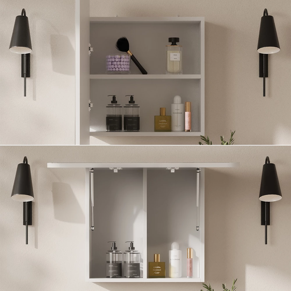 Close-up of Specchio contenitore bagno in Bianco, showing design and surface details