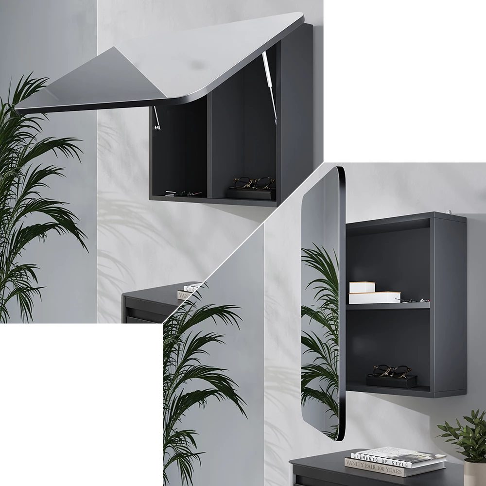 Badkamerspiegelkast Zino Antraciet 70 x 50 cm met planken Vicco