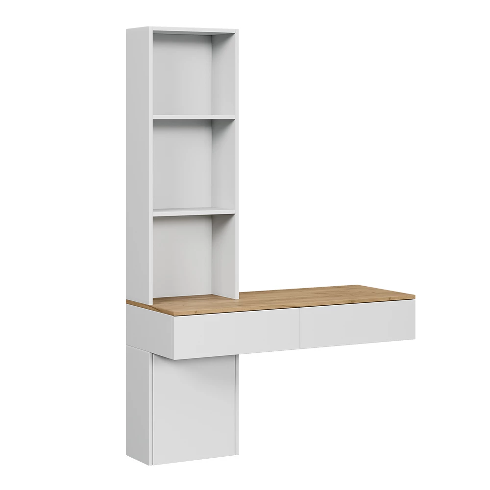 Schminktisch in Weiß/Eiche auf weißem Hintergrund