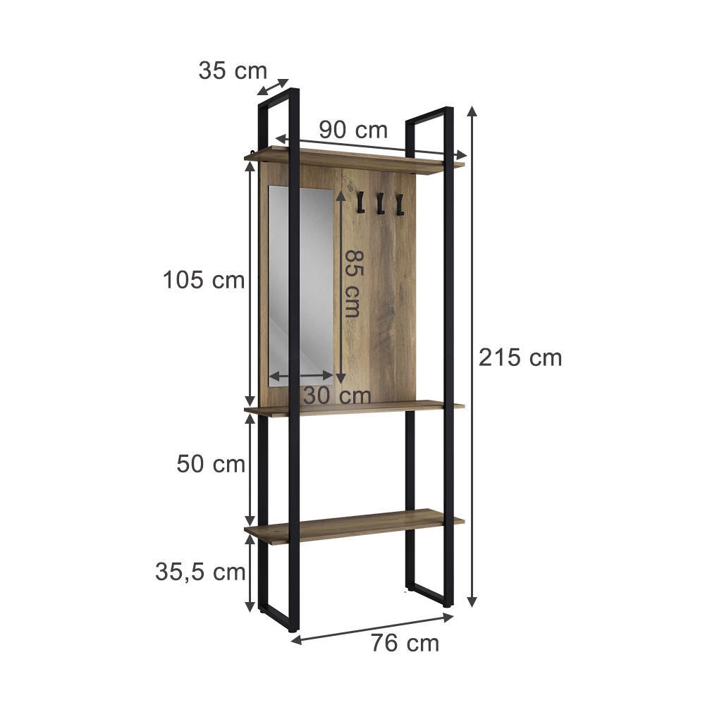 Šatníková skriňa in Rustikálny dub/antracit on white background