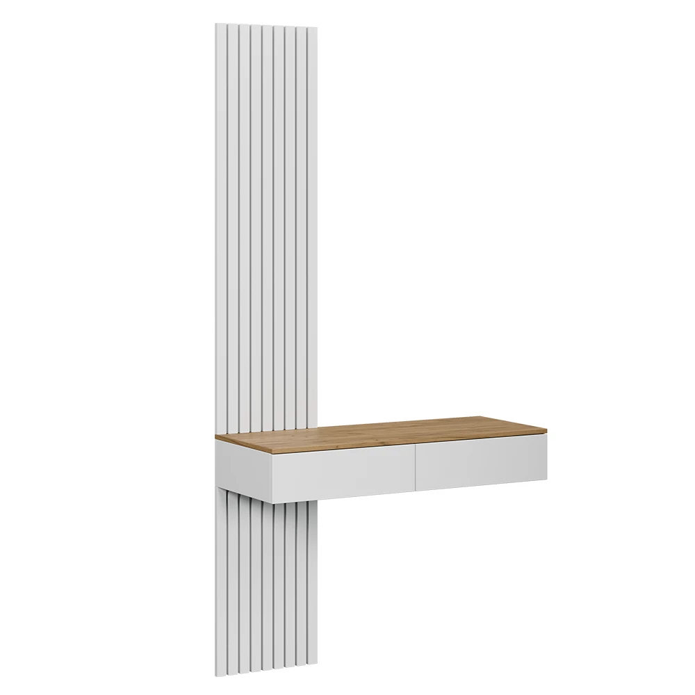 Schminktisch in Weiß auf weißem Hintergrund