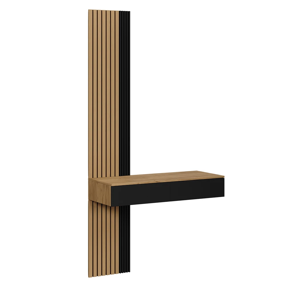 Schminktisch in Eiche auf weißem Hintergrund