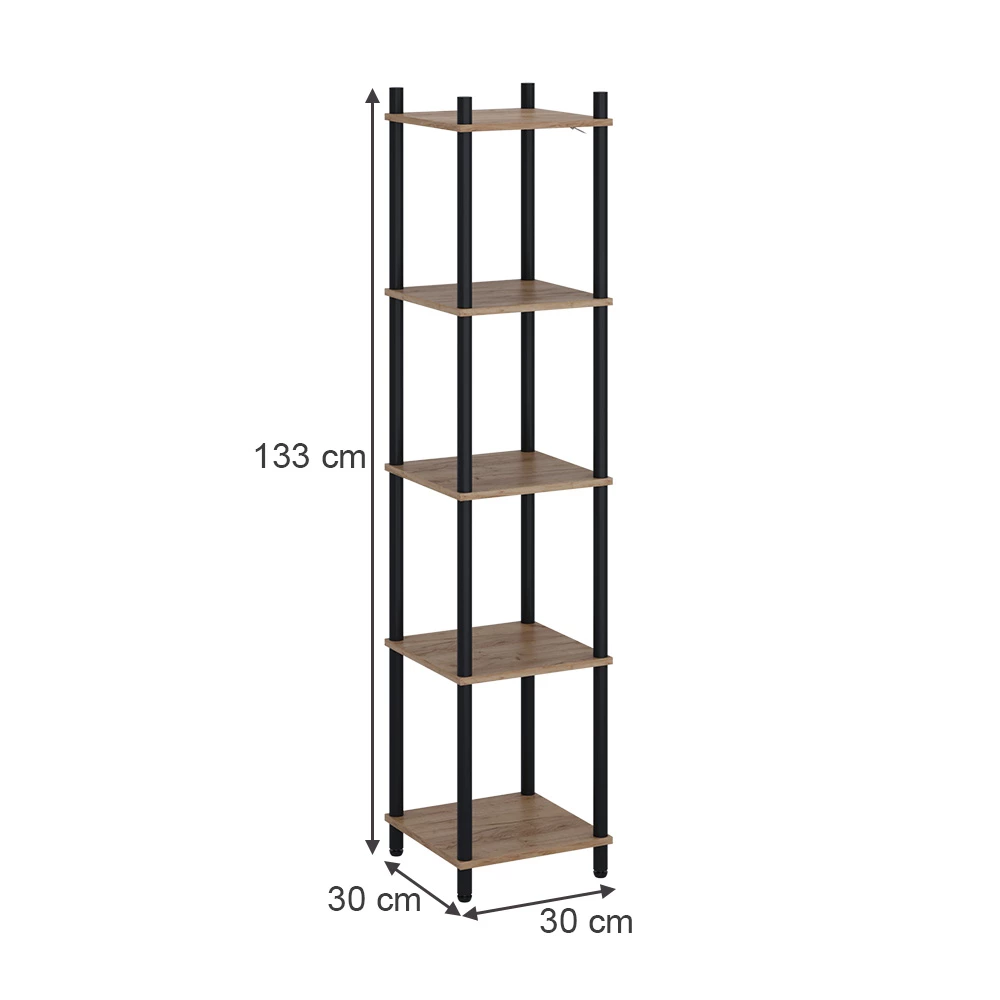 Eckregal in Goldkraft Eiche/Anthrazit auf weißem Hintergrund