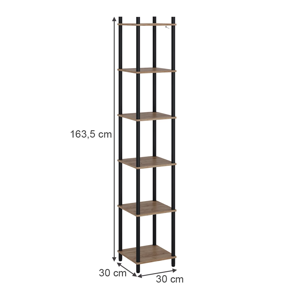 Libreria in Quercia dorata/antracite on white background