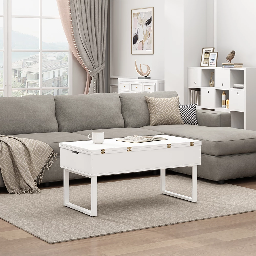 Couchtisch Lifty Weiß 100 x 50 cm mit Liftfunktion Vicco | Weiß | Couchtisch