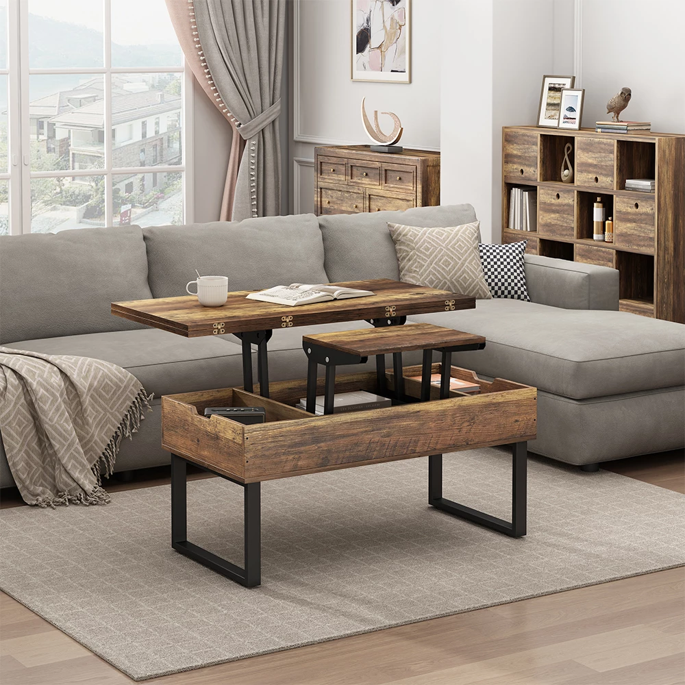 Couchtisch Lifty Eiche rustikal 100 x 50 cm mit Liftfunktion Vicco