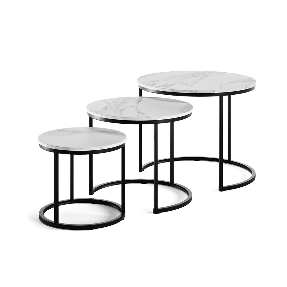 Couchtisch-Set Montreal Weiß/Schwarz 55 x 55 cm 3 Teile Vicco | Weiß/Schwarz | 3er Set