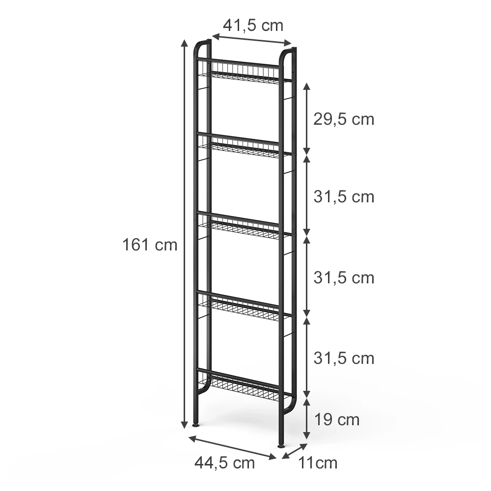Leiterregal in Schwarz auf weißem Hintergrund