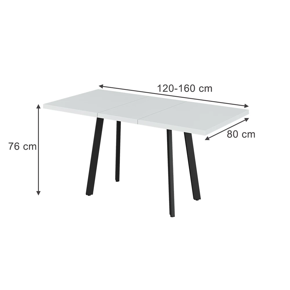 Mesa de comedor en Blanco/negro sobre fondo blanco