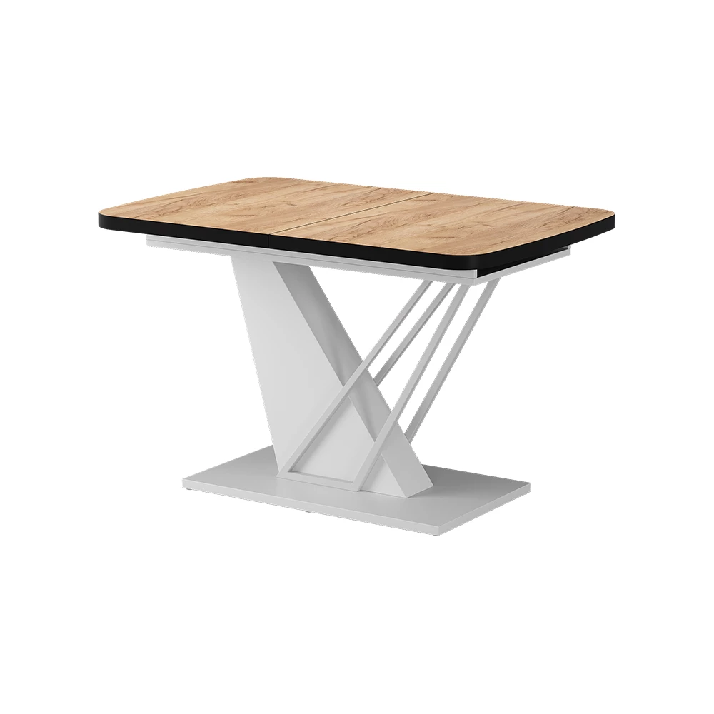 Esstisch in Goldkraft Eiche/Weiß auf weißem Hintergrund