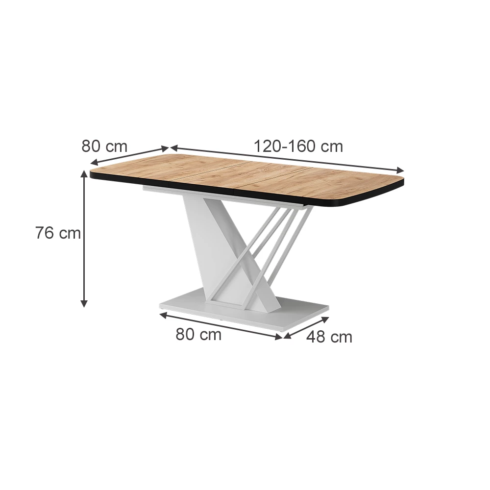 Esstisch in Goldkraft Eiche/Weiß auf weißem Hintergrund