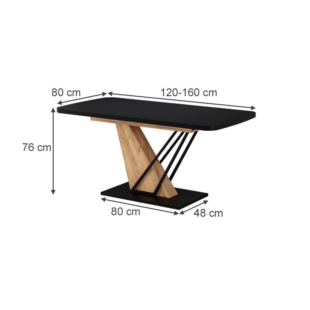 Mesa de jantar in Carvalho Preto/Dourado on white background