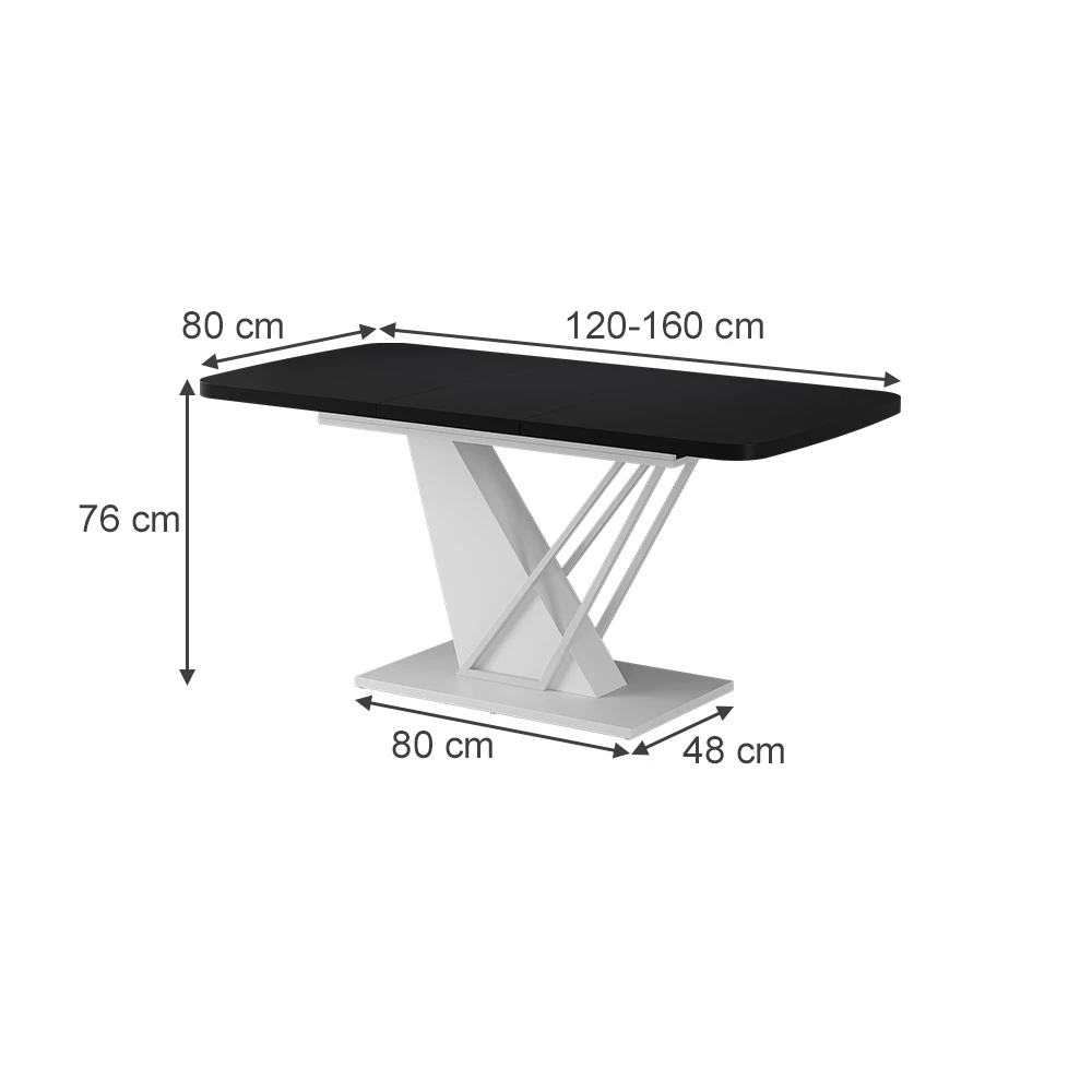 Mesa de jantar in Preto/Branco on white background