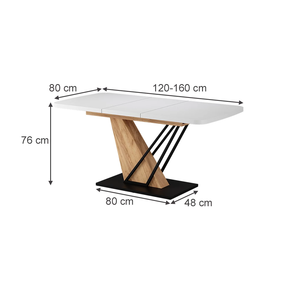 Mesa de jantar in Carvalho Branco/Dourado on white background