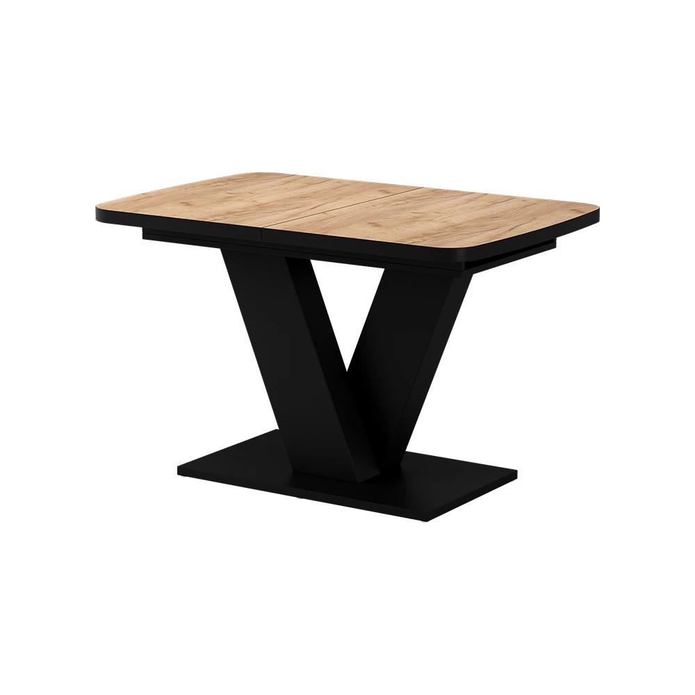 Dining table in Goldkraft oak/black on white background