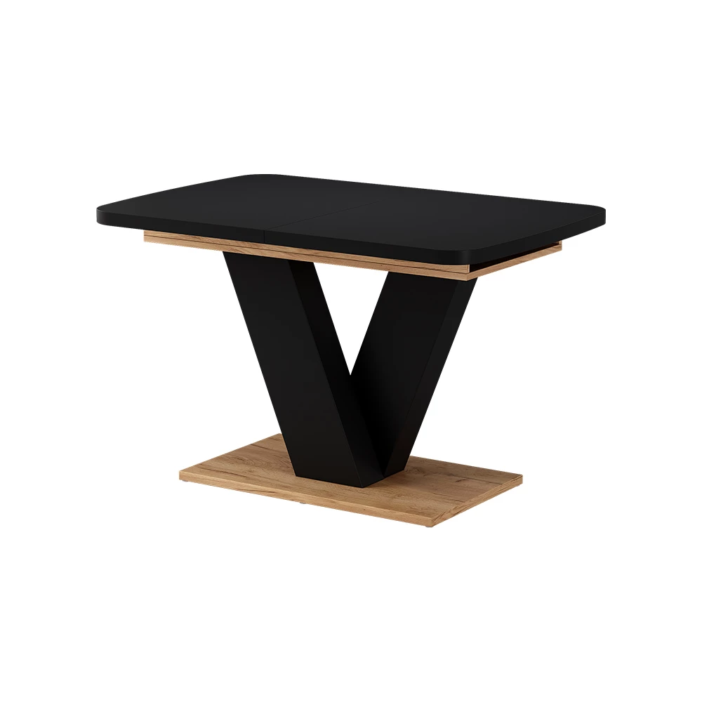 Dining table in Black/gold oak on white background
