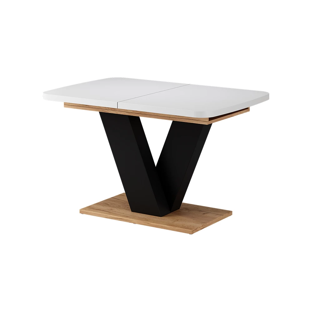 Dining table in White/golden oak on white background