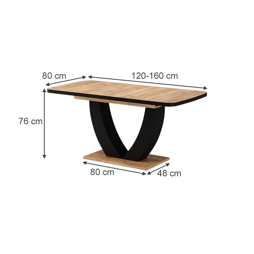 Matbord in Svart/ek on white background