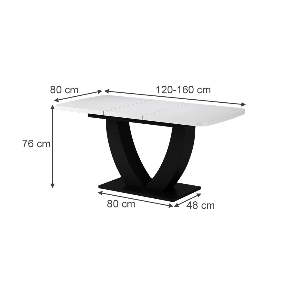 Mesa de jantar in Branco/Preto on white background